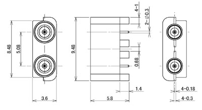 img：2port Edge Mount male 5.08mm Pitch